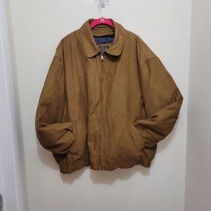 Jos A Bank Jacket Mens Size 2XL Polyester Wool Brown Zip Up Lined Flannel Casual